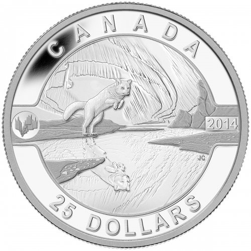 2014 Canadian $25 O Canada Series: Arctic Fox and the Northern Lights